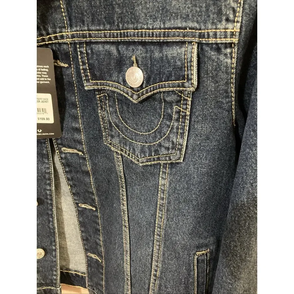 True Religion Men’s Jesse SN Trucker Jean‎ Jacket Sz S NWT Blue Med. Wash Denim